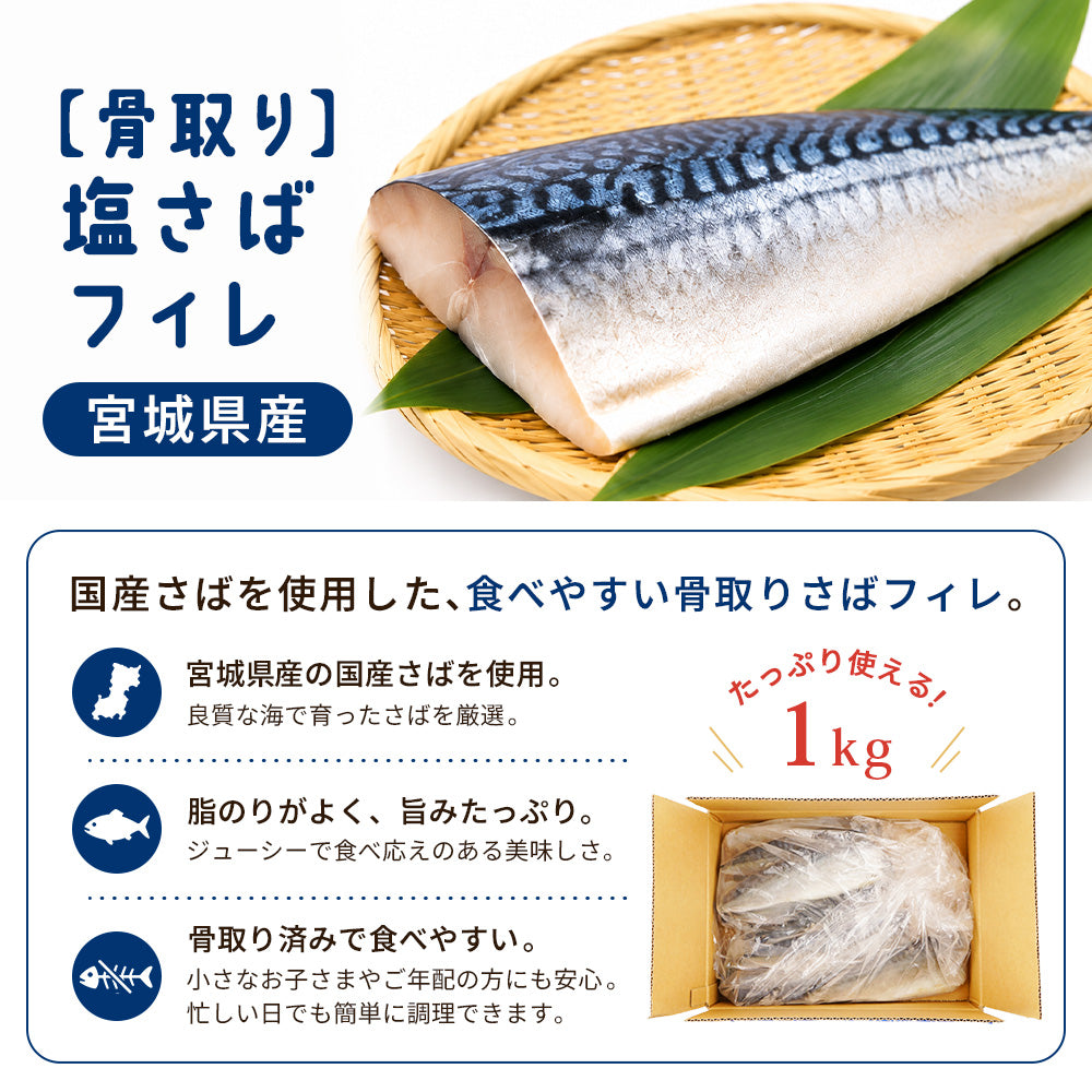 国産 骨取り塩さばフィレ 1kgの商品特徴